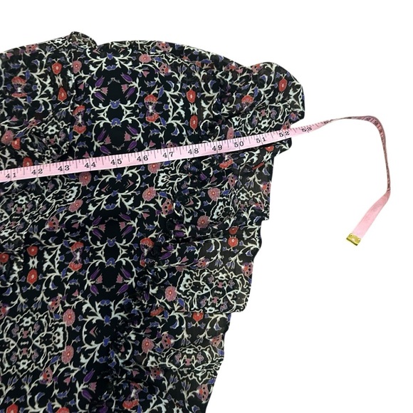 Misa Raina asymmetrical midi dress size XS mixed ditsy floral ruffle mock neck - Picture 13 of 13
